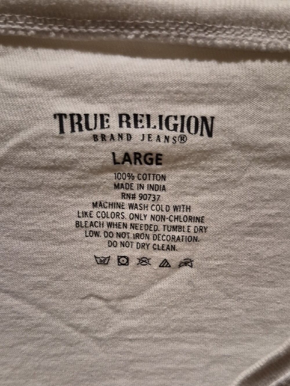 True Religion White V-Neck Short Sleeve Tee - Picture 3 of 3
